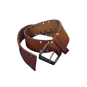 Y2k Gap Gromet‎ Genuine Leather 2" Belt Women's Small Grungecore Distressed Prep